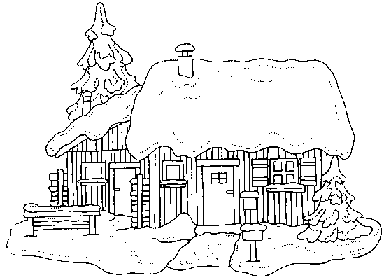 coloriage chalet du pere noel